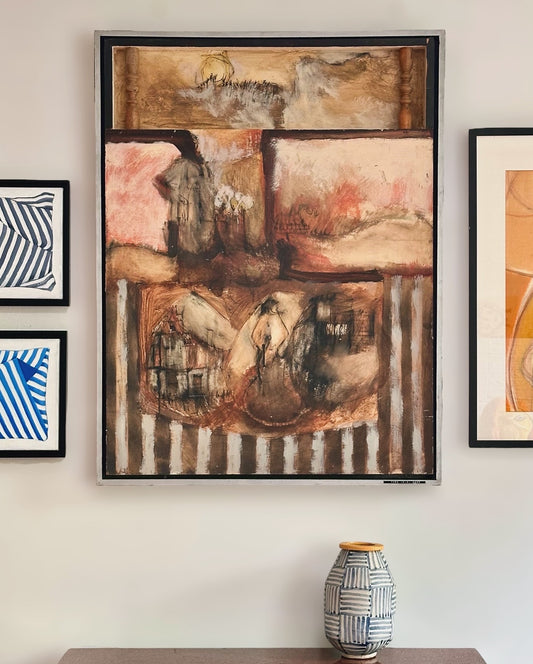 Large Abstract mid 20th Century Assemblage Painting