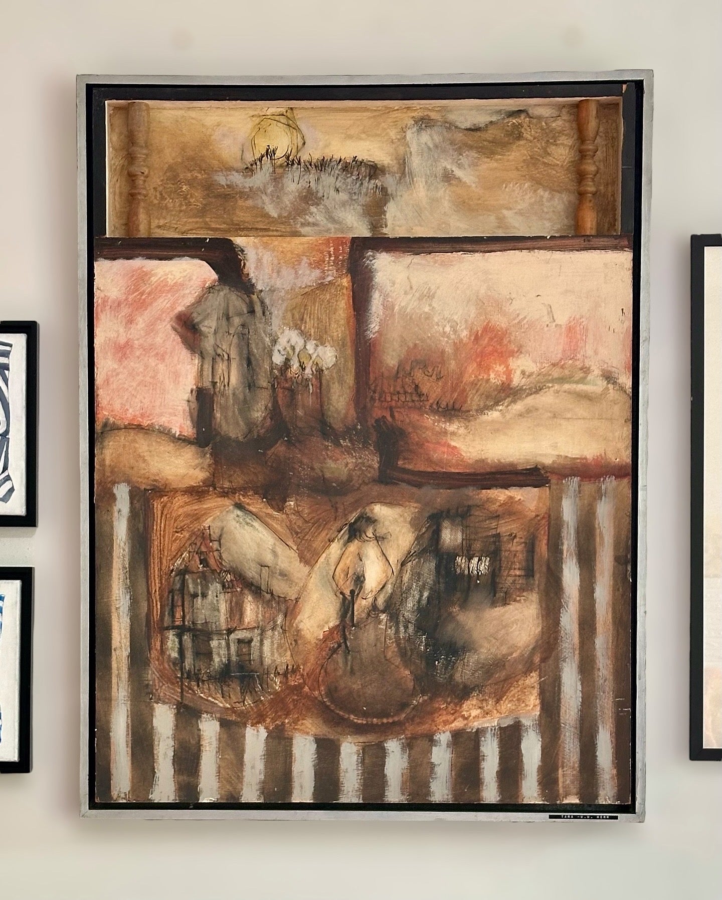 Large Abstract mid 20th Century Assemblage Painting