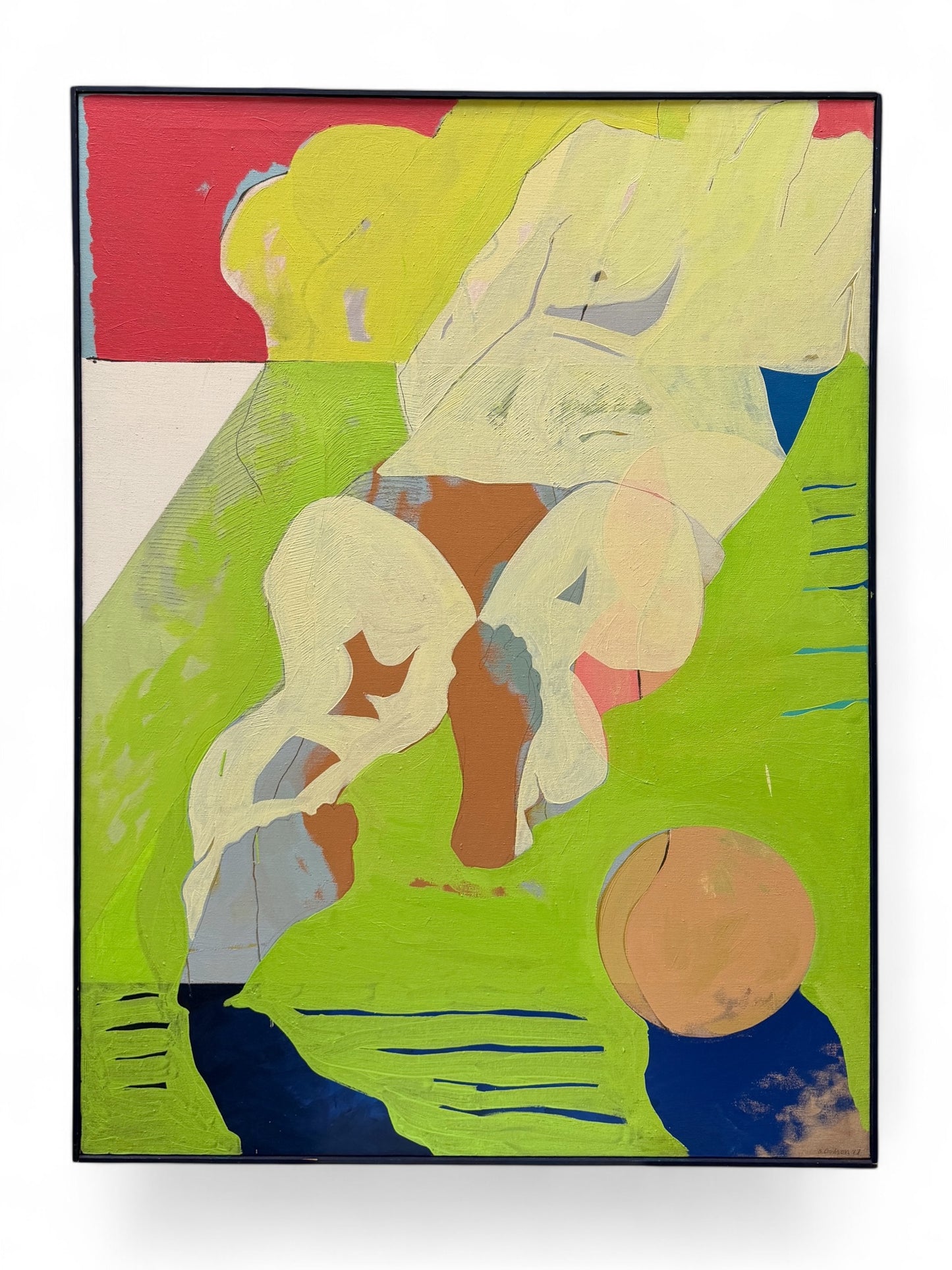Large Scale Betty Dodson (1941-2014) Oil on Canvas “Looks Like Basketball Players To Me” 1977