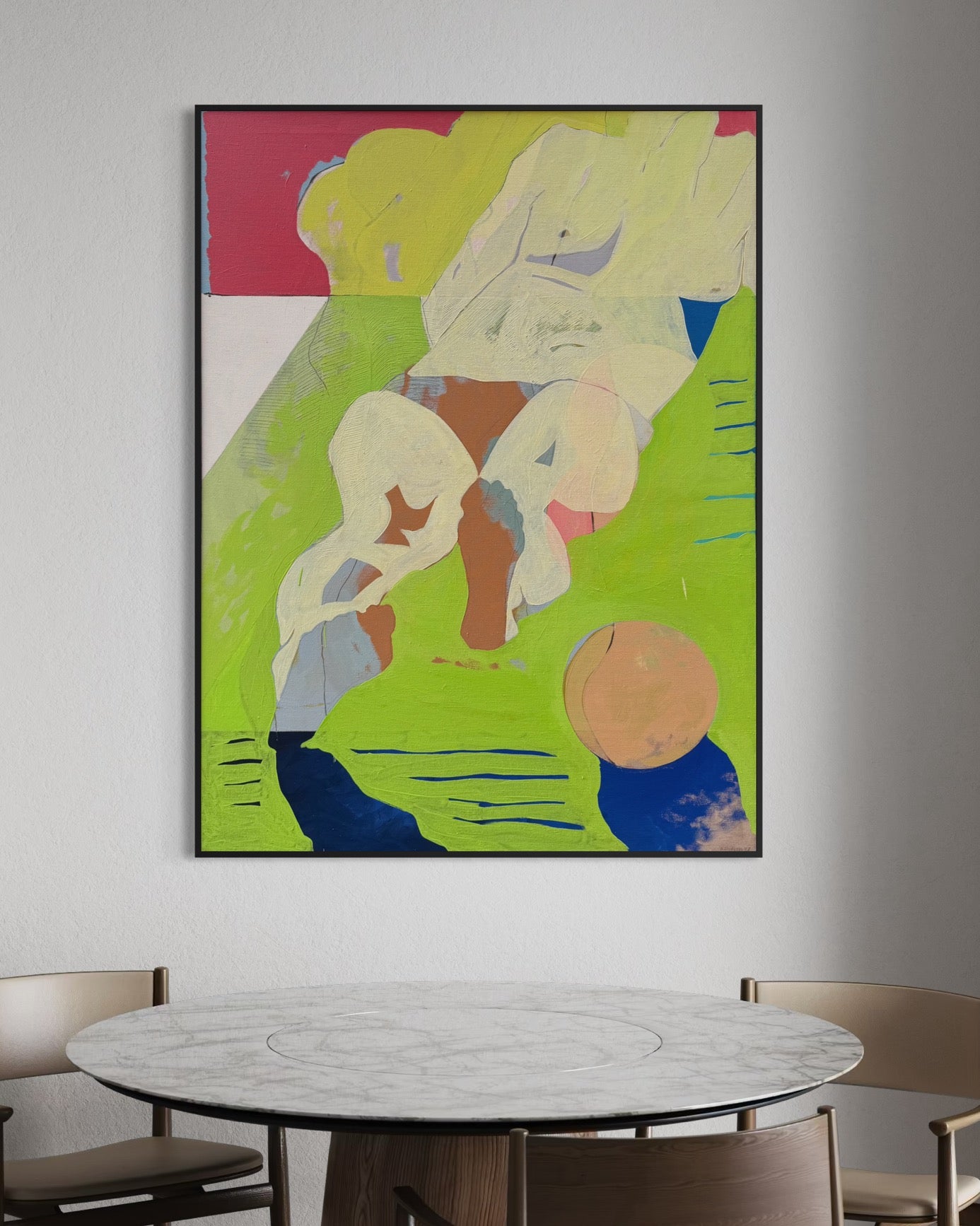 Large Scale Betty Dodson (1941-2014) Oil on Canvas “Looks Like Basketball Players To Me” 1977