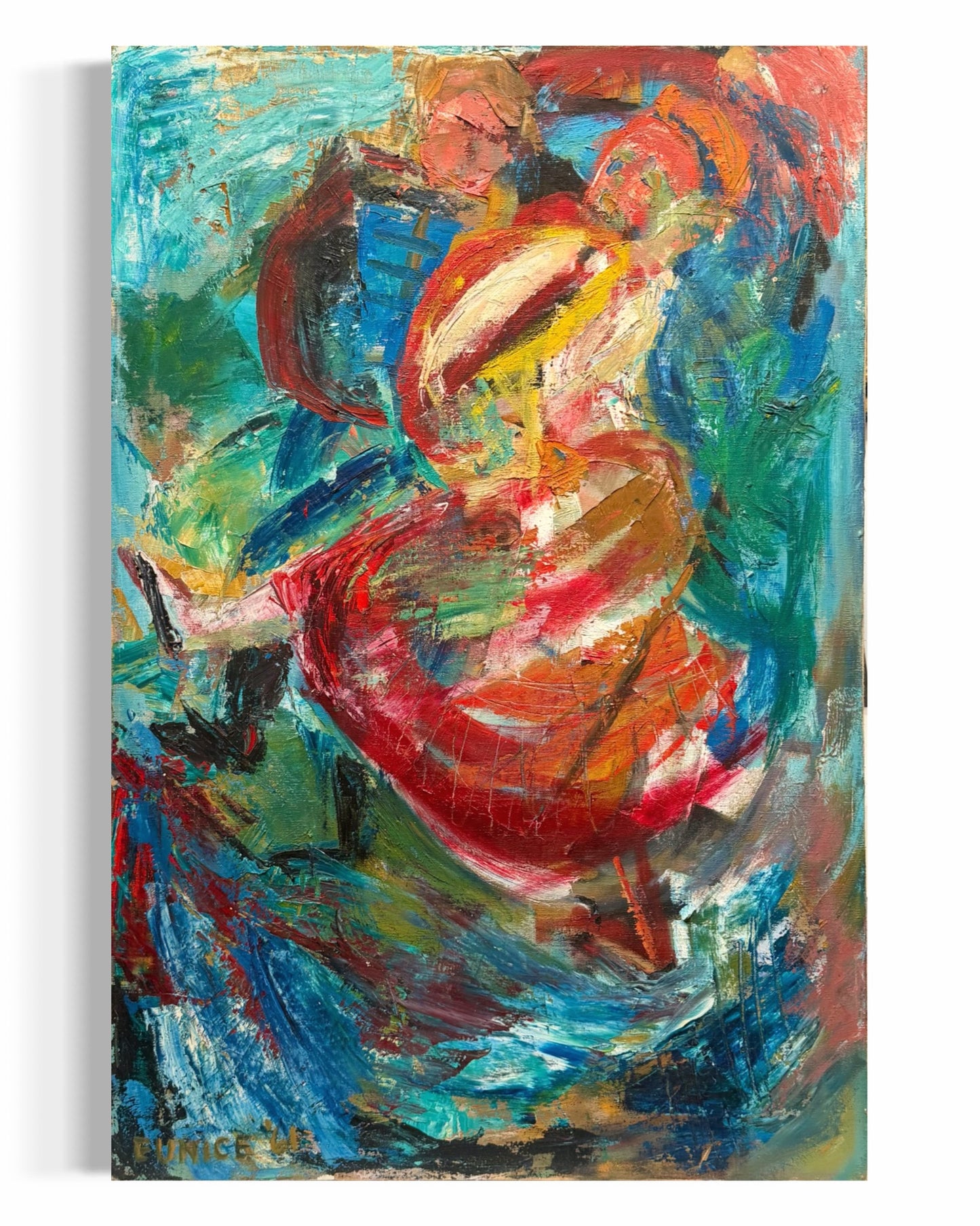 Eunice Parsons (1916-2024) Oil on Canvas 1961 Abstract Figures