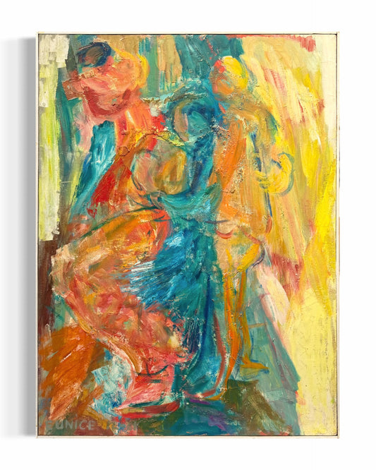 Eunice Parsons (1916-2024) Oil on Canvas 1961 Abstract Painting “Take Some Time To Pause”