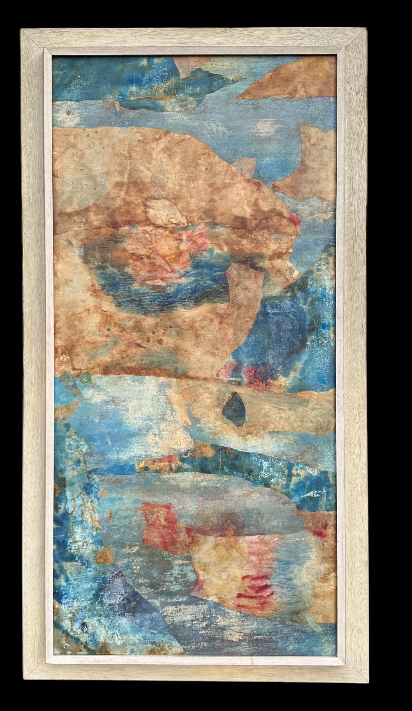 1950s Richard Huntington Davis Large Scale Mixed Media Abstract Expressionisg Painting, Original Frame