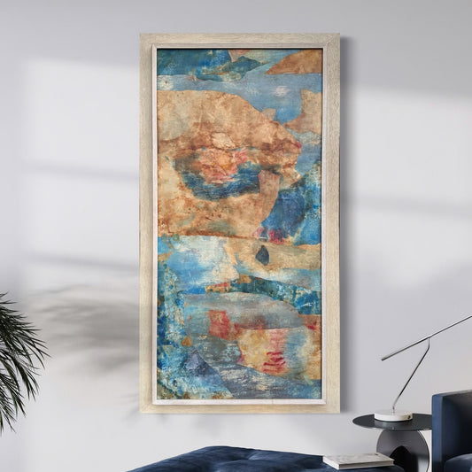 1950s Richard Huntington Davis Large Scale Mixed Media Abstract Expressionisg Painting, Original Frame