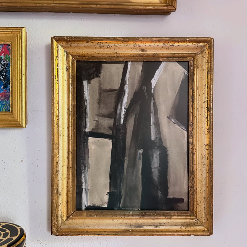 Katherine Langley (1943-2024) Abstract Expressionist painting in 19th century gilt frame