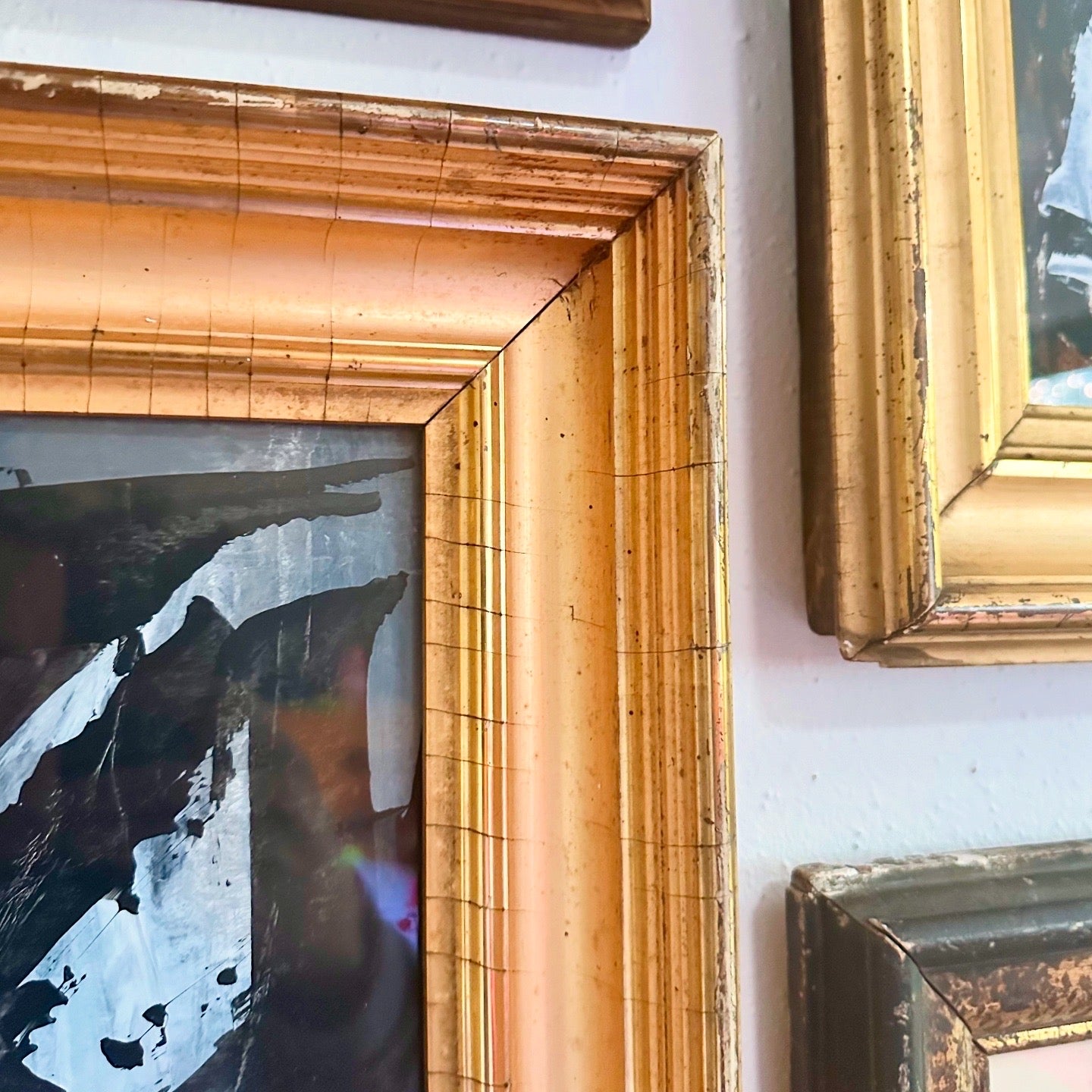 Katherine Langley (1943-2024) Abstract Expressionist painting in 19th century gilt frame