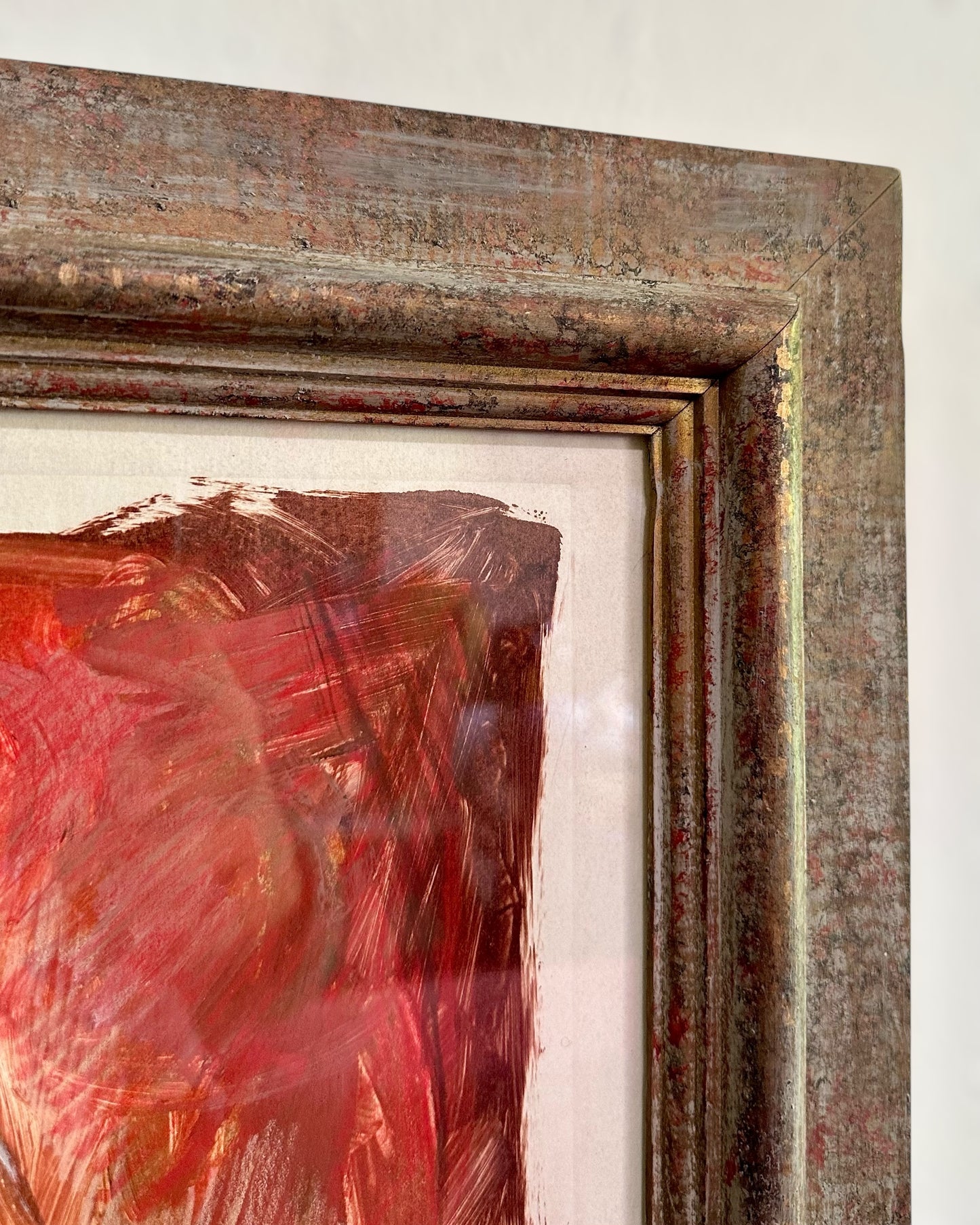 Maryanne Meltzer (1922-2014) Abstracted Figural Monotype in Vintage Wood Frame