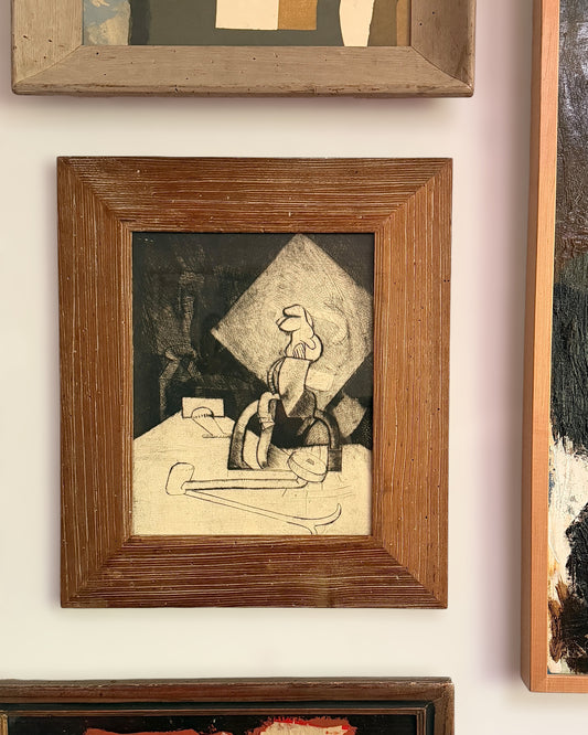 1963 John Mart Opie (b.1936) “Sea Captain” Intaglio in Artist Made 1950s Frame