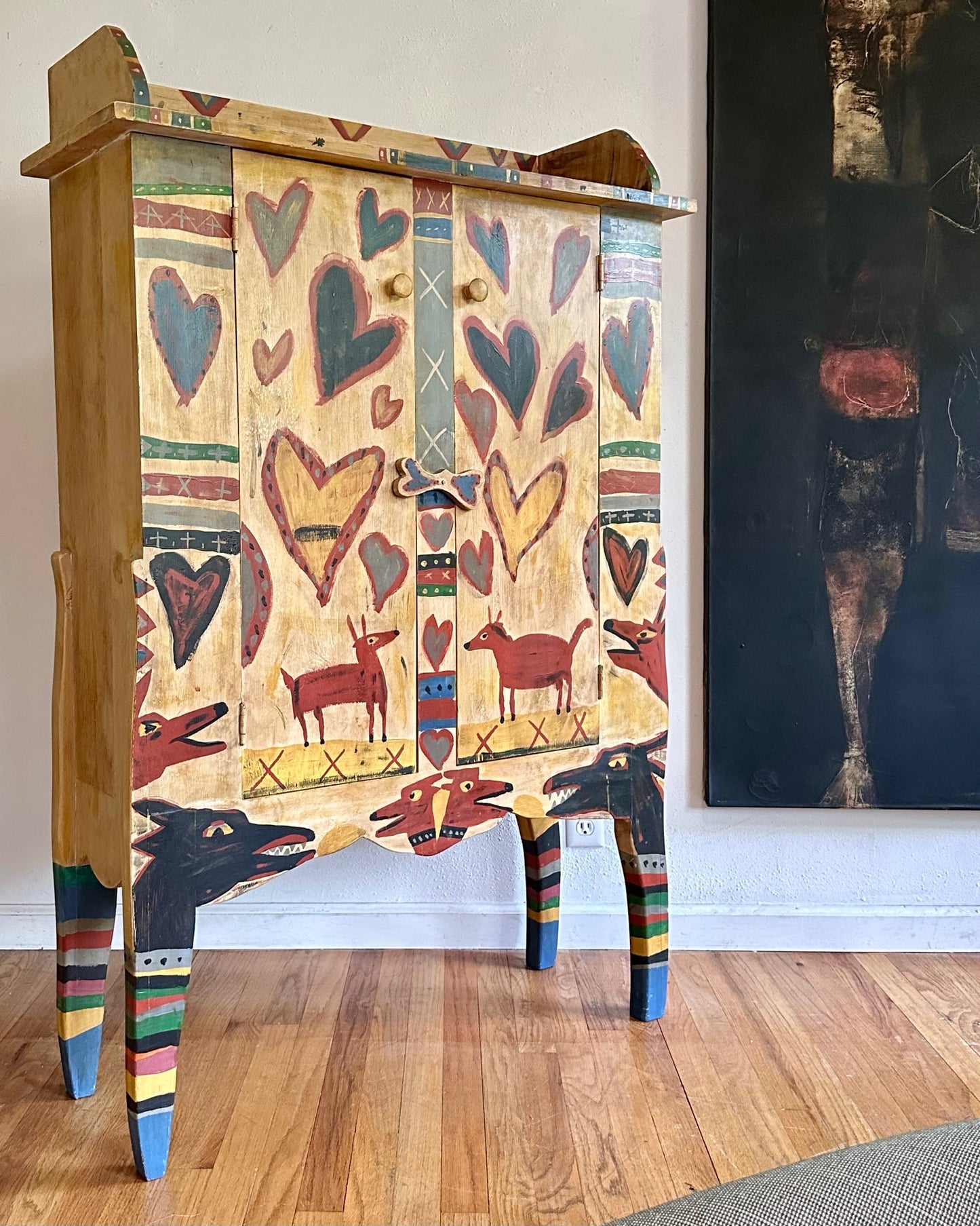 Vintage Folk Art Artist Made Cabinet