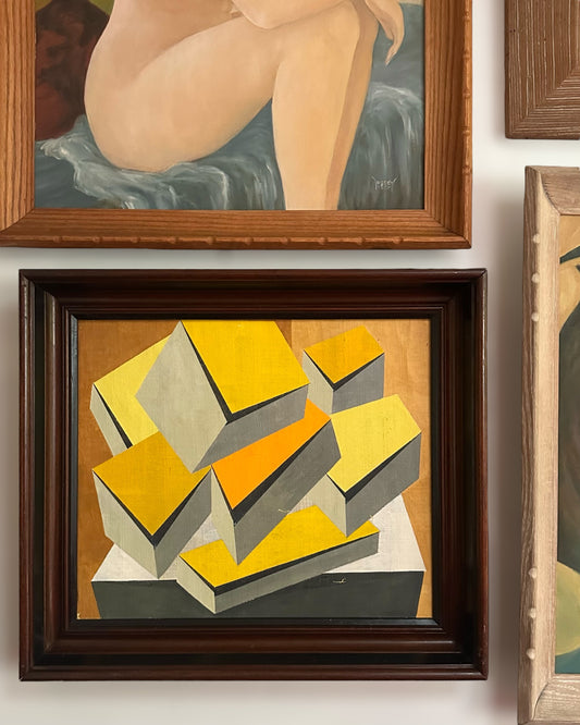 1960s Paint on Canvas Abstract Composition by Cicely De Beers (1892-1973) in Antique Eastlake Frame