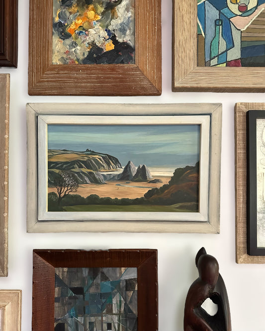 Clive Davies (1915-2001) 1962 oil on panel coastal landscape in original frame