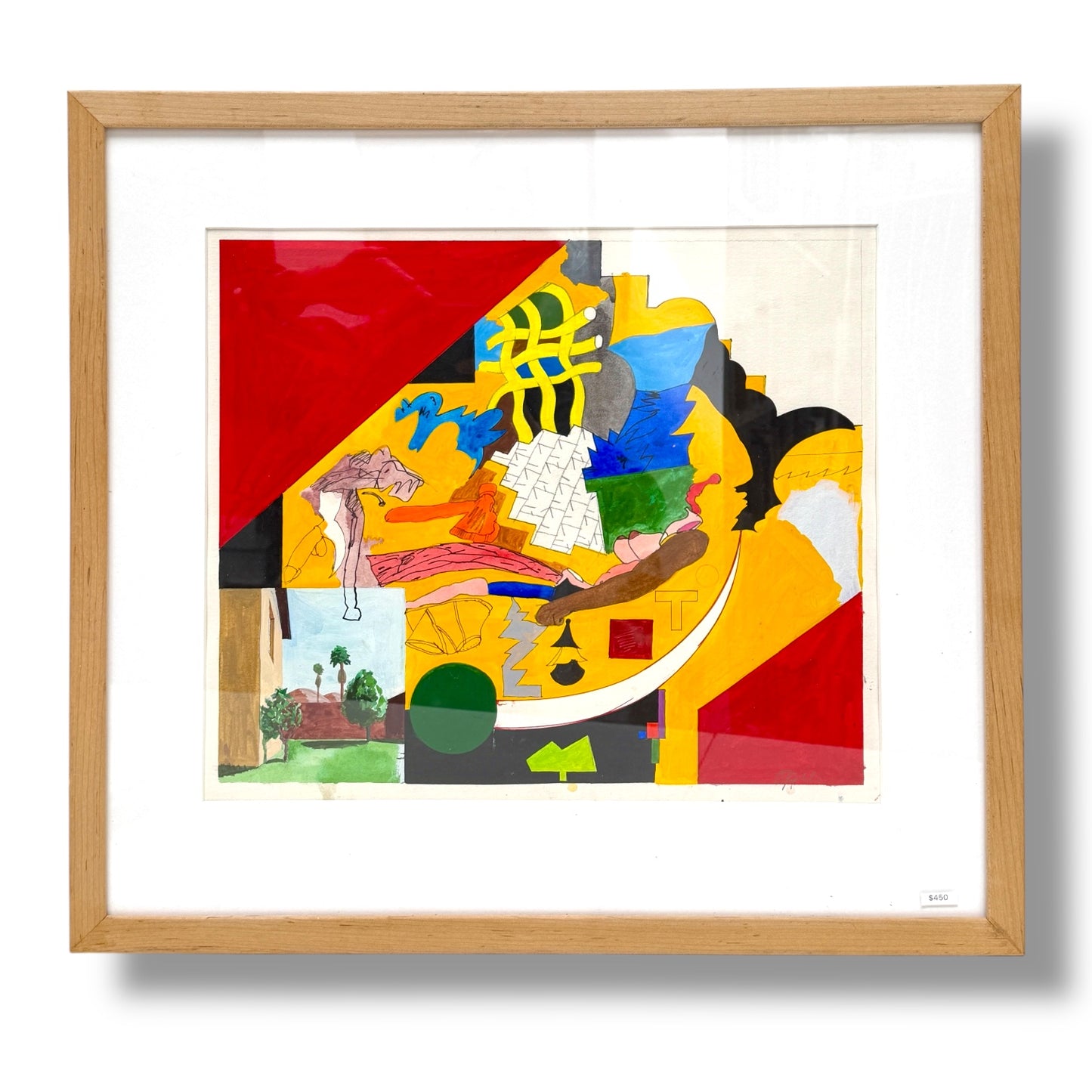 20th Century American John Mart Opie (b.1936) Abstract Painting on Paper, 1966, Framed